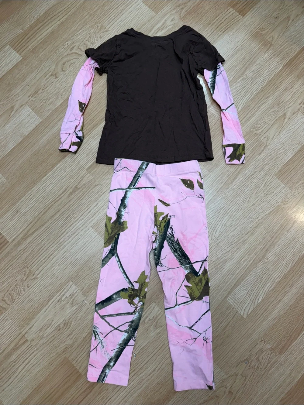 Realtree Girls 5T Pink Camo Daddy’s Lil Deer Camo Princess 2 Piece Outfit Set